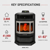 ComfortBilt HP22 24" Wood Pellet Stove with Stainless Steel Trim