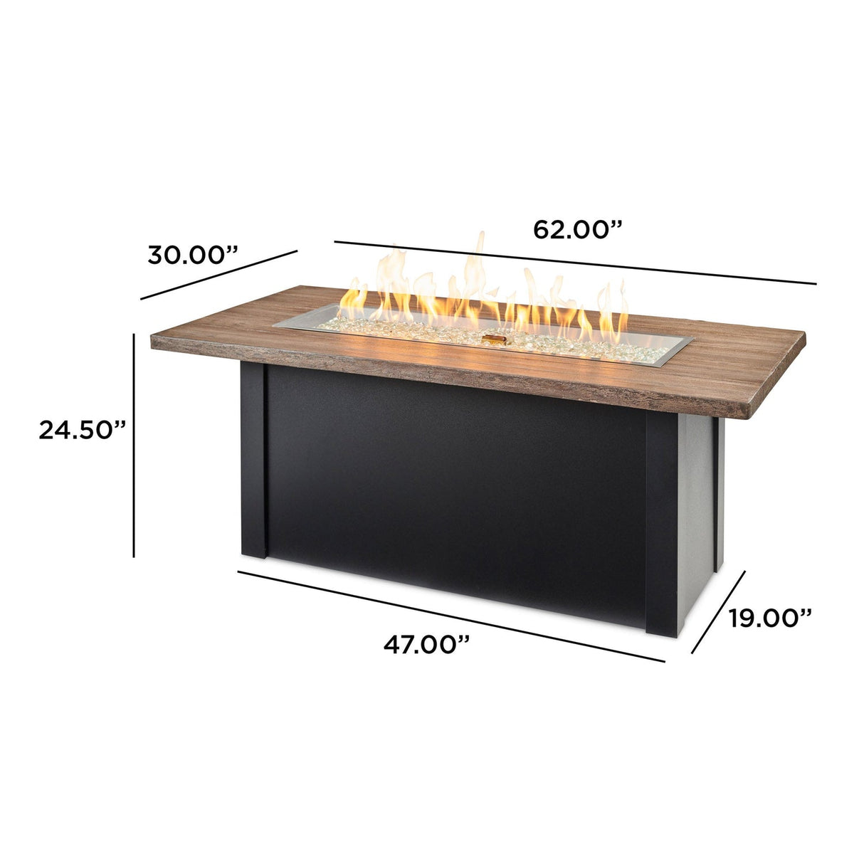 The Outdoor Greatroom Havenwood 62" Rectangular Gas Fire Pit Table - HWADG-1224-K