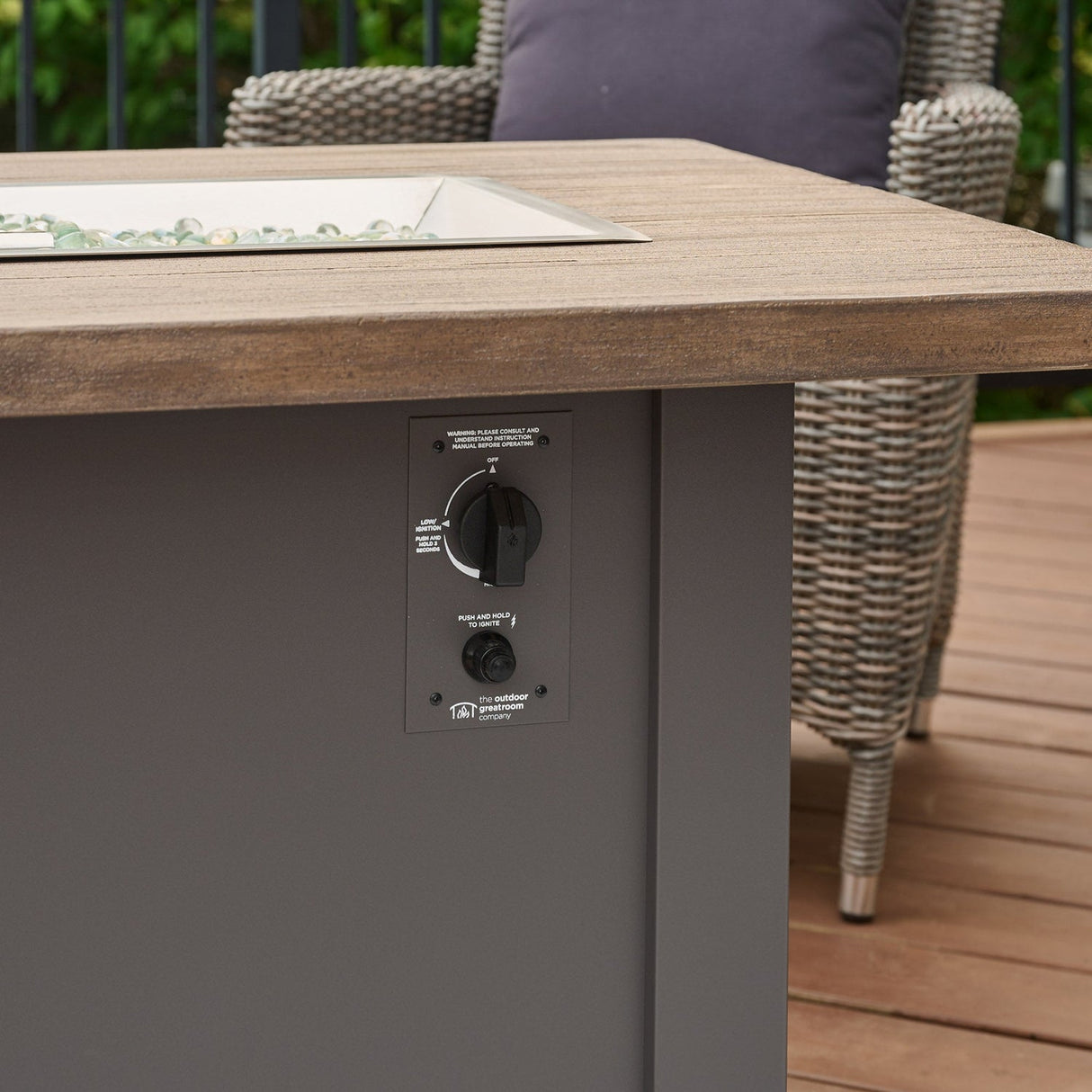 The Outdoor Greatroom Havenwood 44" Rectangular Gas Fire Pit Table - HWADG-1224-K