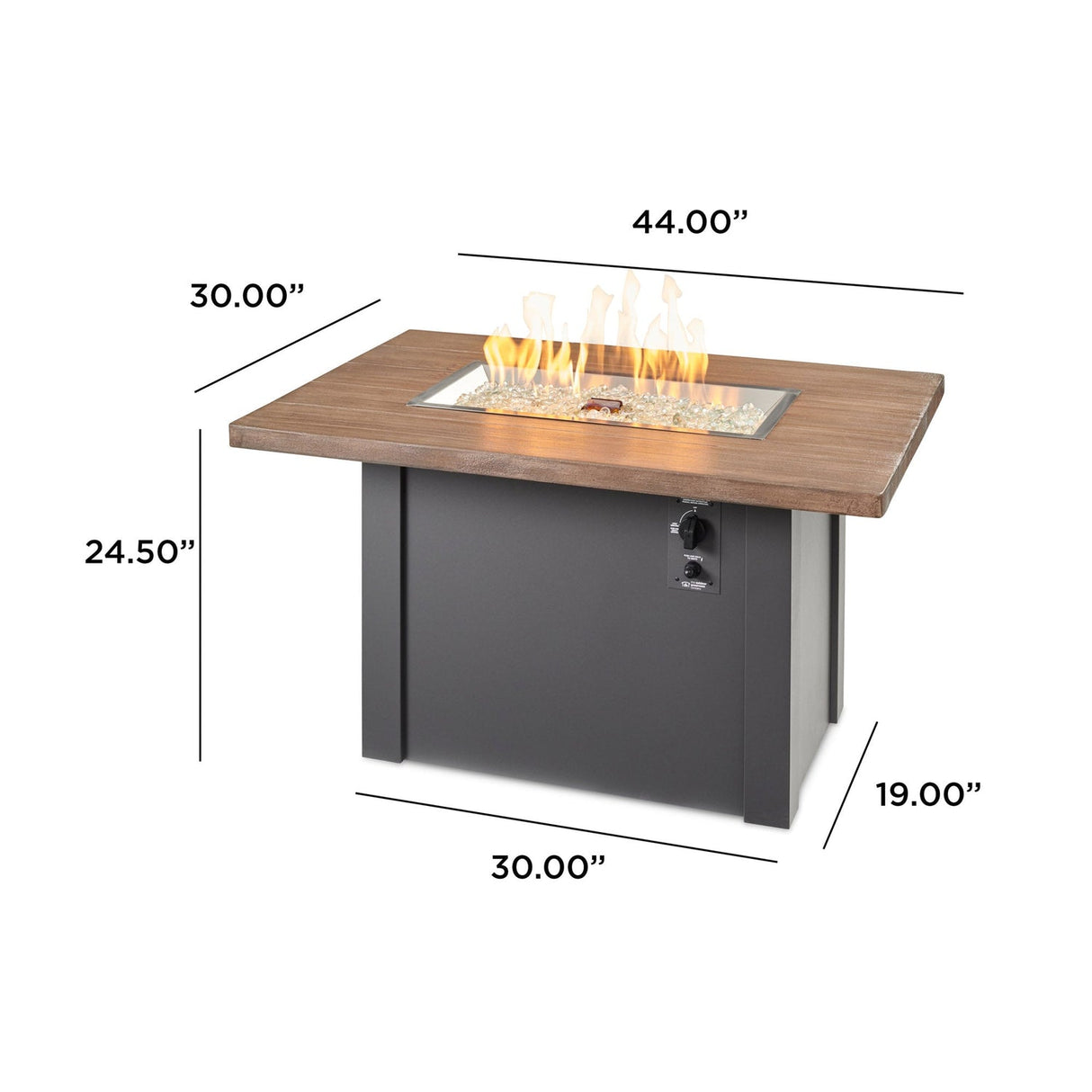 The Outdoor Greatroom Havenwood 44" Rectangular Gas Fire Pit Table - HWADG-1224-K