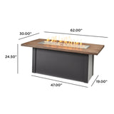 The Outdoor Greatroom Havenwood 62" Rectangular Gas Fire Pit Table - HWADG-1224-K