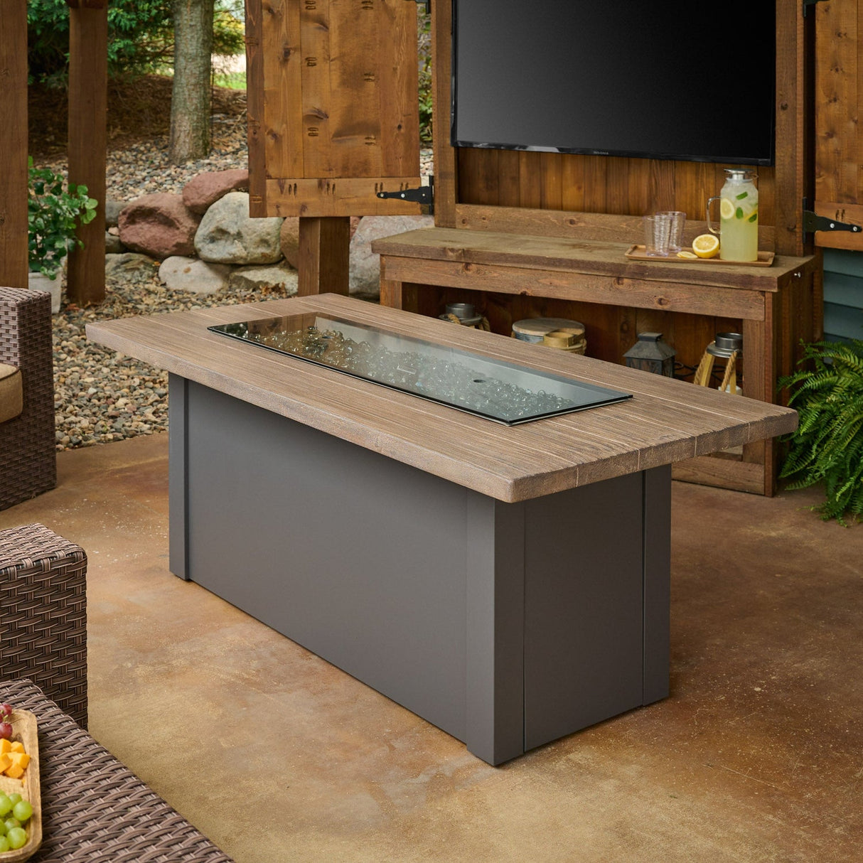 The Outdoor Greatroom Havenwood 62" Rectangular Gas Fire Pit Table - HWADG-1224-K