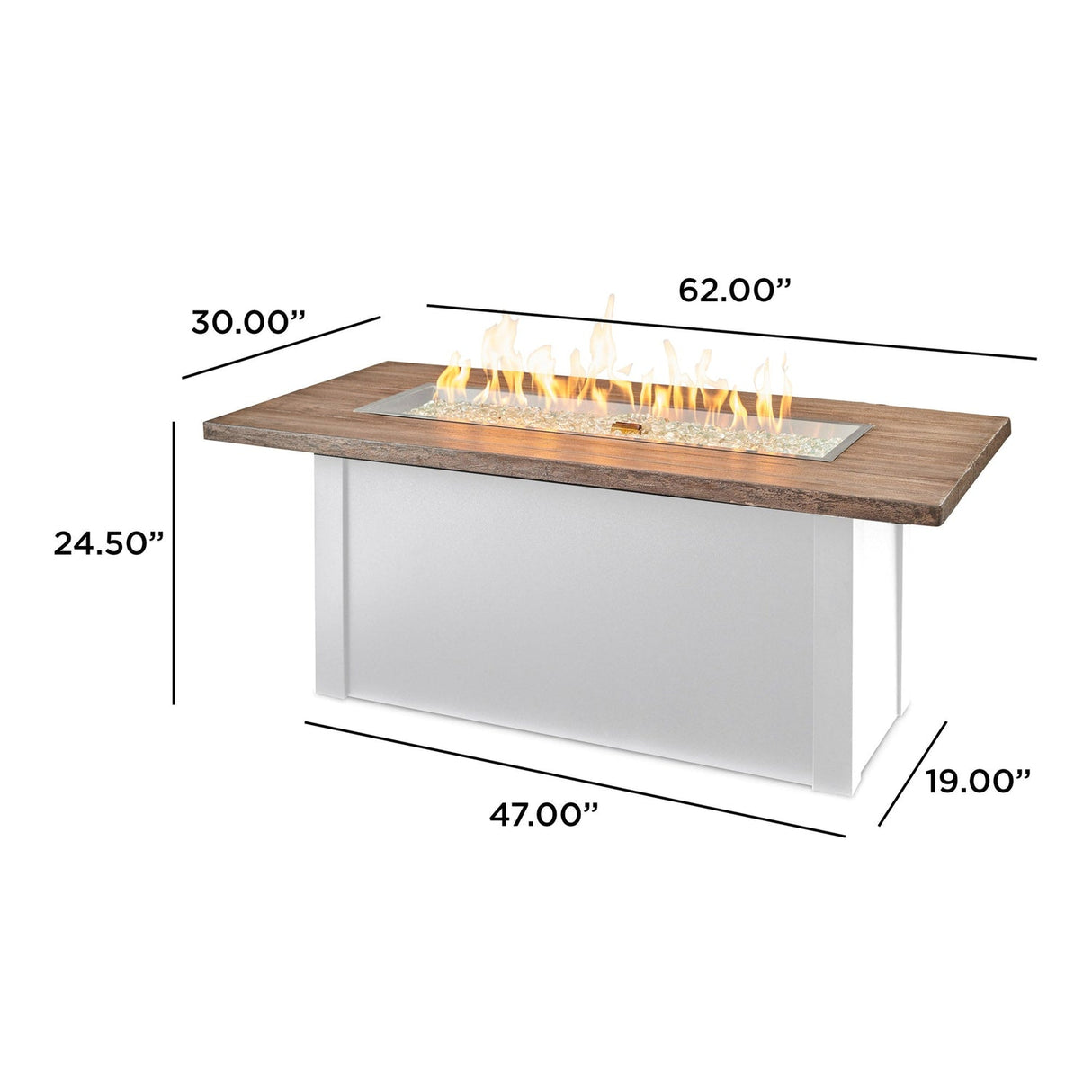 The Outdoor Greatroom Havenwood 62" Rectangular Gas Fire Pit Table - HWADG-1224-K