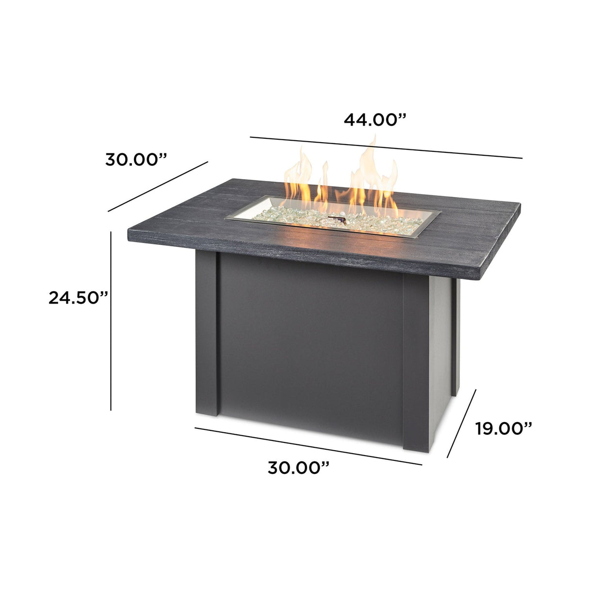 The Outdoor Greatroom Havenwood 44" Rectangular Gas Fire Pit Table - HWADG-1224-K