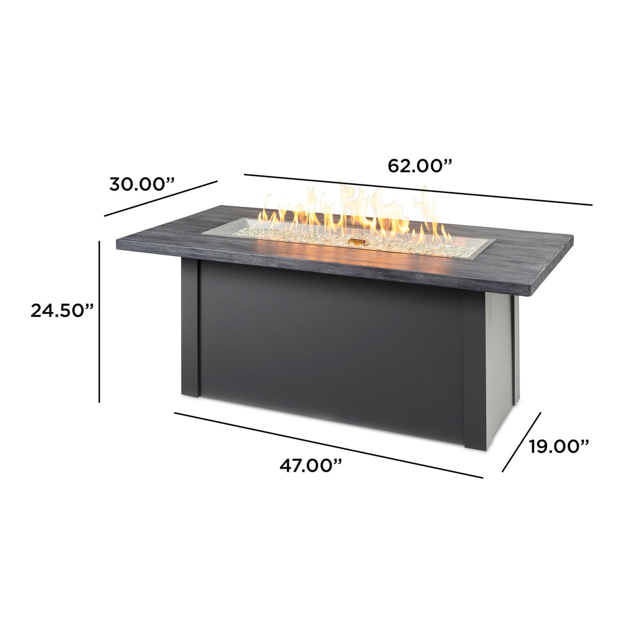 The Outdoor Greatroom Havenwood 62" Rectangular Gas Fire Pit Table - HWADG-1224-K