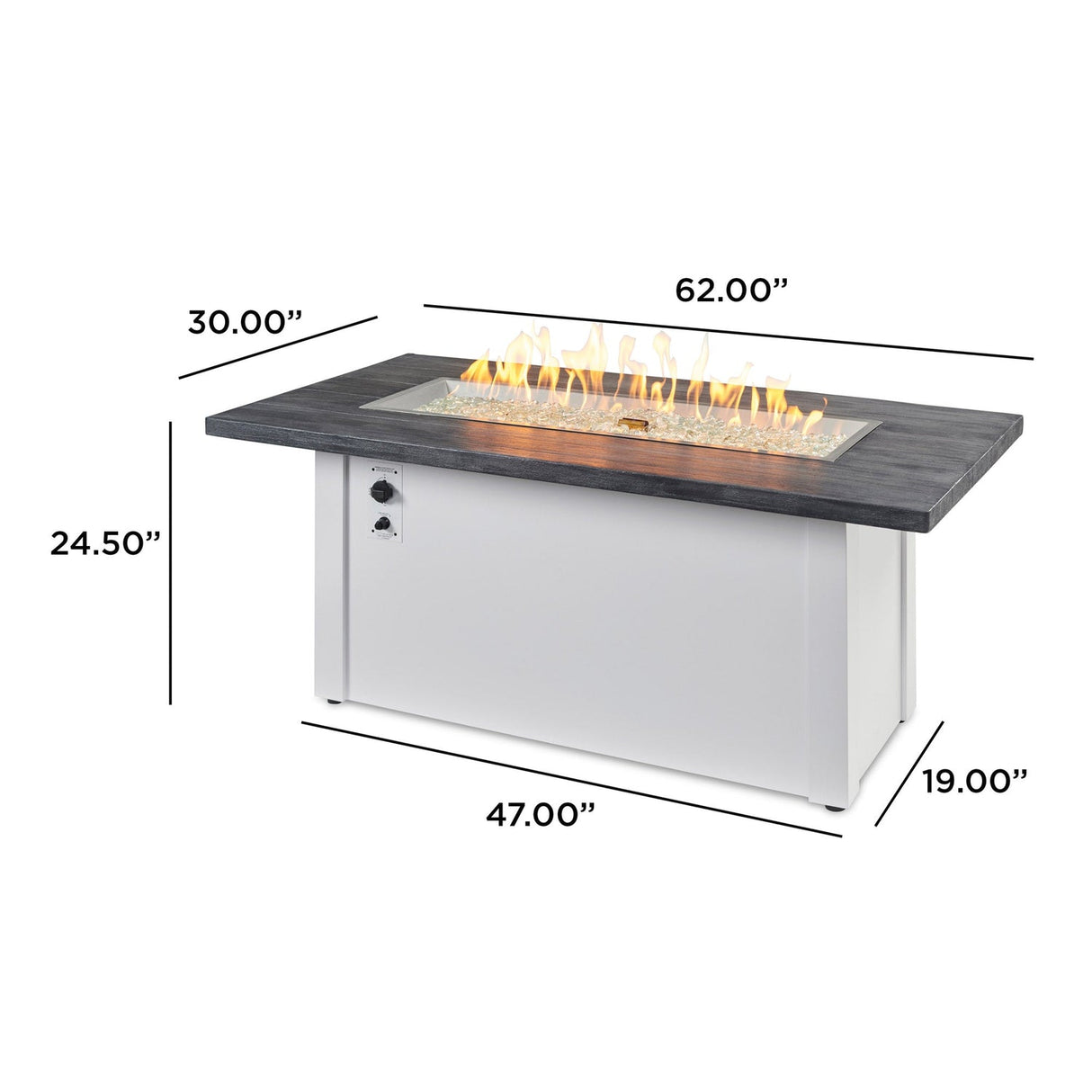 The Outdoor Greatroom Havenwood 62" Rectangular Gas Fire Pit Table - HWADG-1224-K