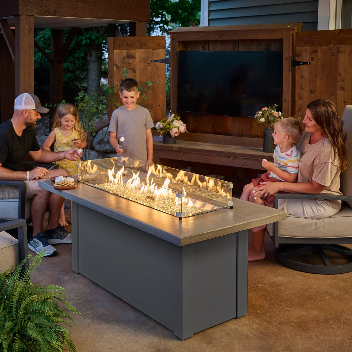The Outdoor Greatroom Havenwood 62" Rectangular Gas Fire Pit Table - HWADG-1224-K
