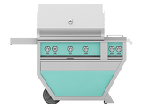Hestan 36" Outdoor Built-In Grill with Deluxe Cart, 2-Trellis Burners, Sear Burner, Double Side Burner & Rotisserie Kit - GMBR36CX2
