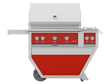 Hestan 36" Outdoor Built-In Grill with Deluxe Cart, 2-Trellis Burners, Sear Burner, Double Side Burner & Rotisserie Kit - GMBR36CX2