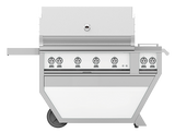 Hestan 42" Outdoor Built-In Grill with Deluxe Cart, 4-Trellis Burners, Double Side Burner & Rotisserie Kit - GABR42CX2
