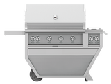 Hestan 42" Outdoor Built-In Grill with Deluxe Cart, 4-Trellis Burners, Double Side Burner & Rotisserie Kit - GABR42CX2