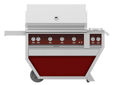 Hestan 42" Outdoor Built-In Grill with Deluxe Cart, 4-Trellis Burners, Double Side Burner & Rotisserie Kit - GABR42CX2