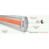 Infratech CD Series Dual Element CD3024 3000 Watts 240V 12.5 Amps Infrared Electric Patio Heater 33 x 8.19 x 2.5 in. - 21-4000