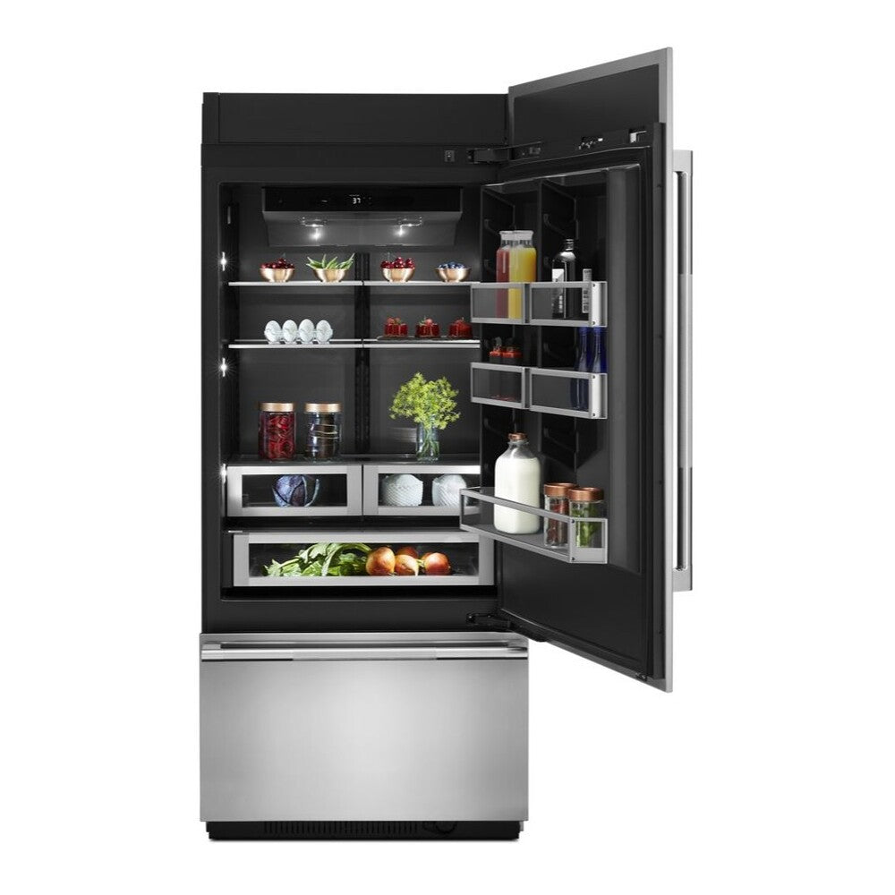 JennAir 36 inch Fully Integrated Built-In Bottom Freezer with 20.86 cu. ft. Total Capacity, and Obsidian Interior in Panel Ready, JB36NXFX*E