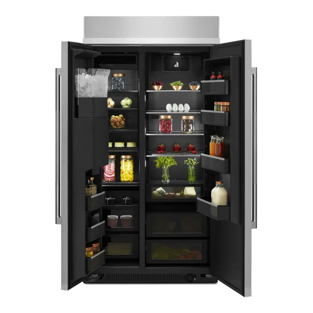 JennAir RISE 42 inch Built-In Side by Side Refrigerator with 25.5 cu. ft. Capacity, External Water and Ice Dispenser in Stainless Steel, JBSS42E22L