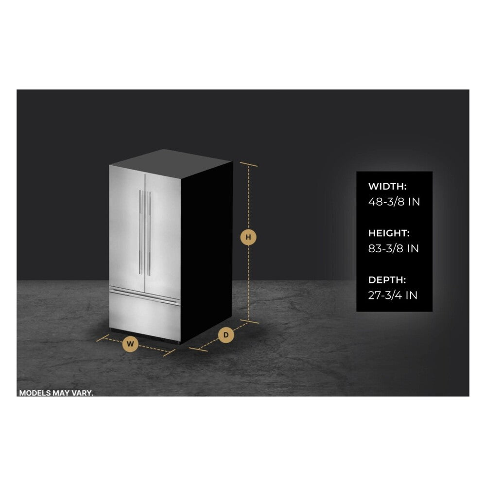 JennAir RISE 48 inch Built-In Side by Side Refrigerator with 29.4 cu. ft. Capacity, External Water and Ice Dispenser, in Stainless Steel, JBSS48E22L