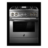 JennAir RISE 30 inch Smart Dual-Fuel Professional Range with 4.1 cu. ft. capacity, 4 Burners, Remote Access, Dual-Stacked PowerBurners in Stainless Steel, JDRP430HL