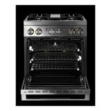 JennAir RISE 30 inch Smart Dual-Fuel Professional Range with 4.1 cu. ft. capacity, 4 Burners, Remote Access, Dual-Stacked PowerBurners in Stainless Steel, JDRP430HL