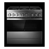 JennAir NOIR 36 inch Smart Dual-Fuel Professional Range with 6 Burners, 5.1 cu. ft. Oven Capacity, Remote Access, Dual-Stacked PowerBurners, Glide Racks, and Sabbath Mode in Stainless Steel, JDRP436HM