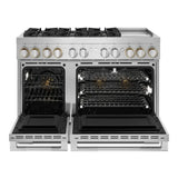 JennAir RISE 48 inch Professional Dual Fuel Range with 6.3 cu. ft. Total Oven Capacity, 6 Burners, Griddle, Dual-Stacked PowerBurners, in Stainless Steel, JDRP548HL