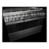 JennAir NOIR 48 inch Professional Dual Fuel Range with 6.3 cu. ft. Total Oven Capacity, 6 Burners, Griddle, Dual-Stacked PowerBurners, in Stainless Steel, JDRP548HM
