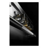 JennAir RISE 36 inch Dual Fuel Professional Range with 5.1 cu. ft. Oven Capacity, 4 Burners, Grill, Remote Access, Glide Racks, Cast Iron Grates, Cinematic Oven Lighting, and Sabbath Mode in Stainless Steel, JDRP636HL