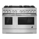JennAir RISE 48 inch Smart Dual Fuel Professional Range with 6.3 cu. ft. Total Capacity, 6 Burners, Grill, Dual-Fan Convection and Sabbath Mode in Stainless Steel, JDRP648HL