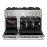 JennAir RISE 48 inch Smart Dual Fuel Professional Range with 6.3 cu. ft. Total Capacity, 6 Burners, Grill, Dual-Fan Convection and Sabbath Mode in Stainless Steel, JDRP648HL