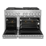 JennAir NOIR 48 inch Smart Dual Fuel Professional Range with 6.3 cu. ft. Total Capacity, 6 Burners, Grill, Dual-Fan Convection and Sabbath Mode in Stainless Steel, JDRP648HM