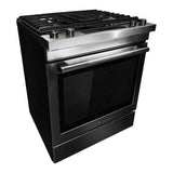 JennAir RISE 30 inch Dual Fuel Slide-In Range with Downdraft Ventilation, 4 Burners, 6.2 cu. ft. Oven Capacity with True Convection, Air Fry, AquaLift Self-Cleaning Technology, in Stainless Steel, JDS1750ML