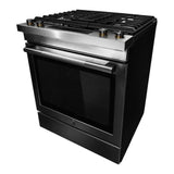 JennAir RISE 30 inch Dual Fuel Slide-In Range with Downdraft Ventilation, 4 Burners, 6.2 cu. ft. Oven Capacity with True Convection, Air Fry, AquaLift Self-Cleaning Technology, in Stainless Steel, JDS1750ML
