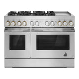JennAir RISE 48 inch Dual Fuel Professional Range with 6 Burners, Chrome-Infused Griddle, Steam Assist, Dual-Fan True Convection, Smooth Close Door, in Stainless Steel, JDSP548HL