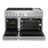 JennAir NOIR 48 inch Dual Fuel Professional Range with 6 Burners, Chrome-Infused Griddle, Steam Assist, Dual-Fan True Convection, Smooth Close Door, in Stainless Steel, JDSP548HM