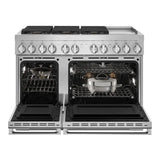 JennAir NOIR 48 inch Dual Fuel Professional Range with 6 Burners, Chrome-Infused Griddle, Steam Assist, Dual-Fan True Convection, Smooth Close Door, in Stainless Steel, JDSP548HM