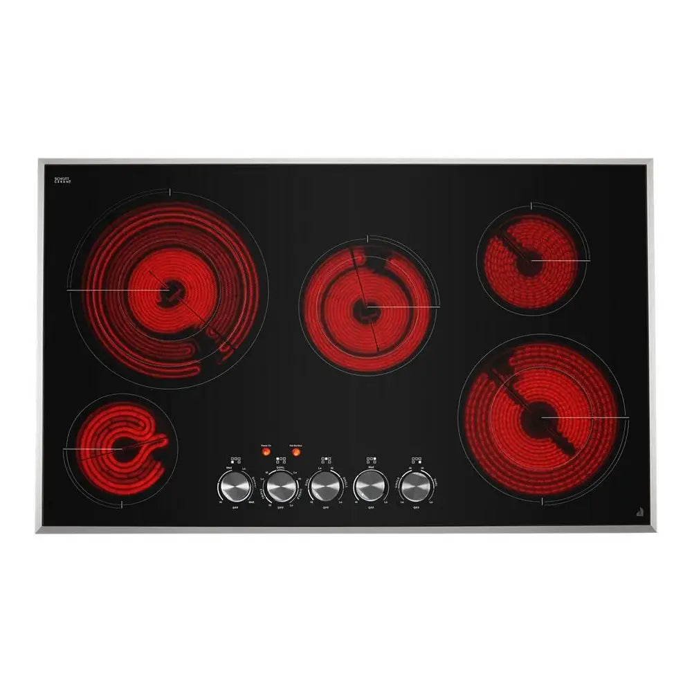 JennAir 36 inch Electric Radiant Cooktop with 5 Elements, Halo-Effect Knobs, Simmer Function, Melt Function, Hot Surface Indicators, ADA Compliant, JEC3536H*