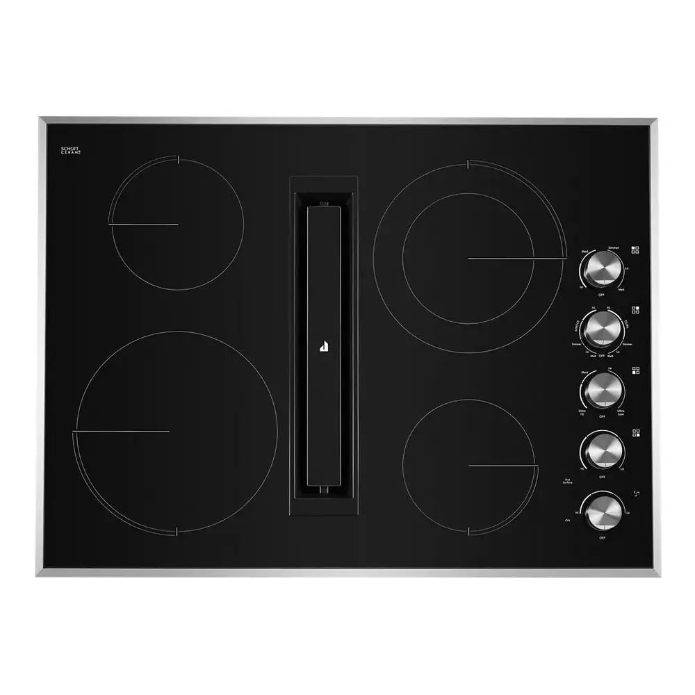 JennAir 30 inch Electric Downdraft Cooktop with 4 Elements, Perimetric Extraction, DuraFinish Glass Protection, and Hot Surface Indicator Light, JED3430G*