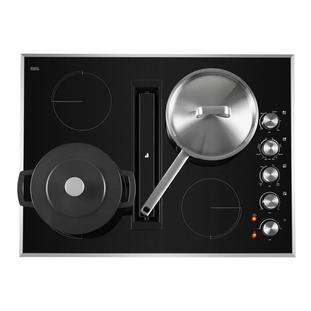 JennAir 30 inch Electric Downdraft Cooktop with 4 Elements, Perimetric Extraction, DuraFinish Glass Protection, and Hot Surface Indicator Light, JED3430G*