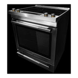JennAir RISE 30 inch Electric Slide-In Range with 5 Elements, 6.8 cu. ft. Oven Capacity, Die-Cast Metal Knobs, Baking Drawer, Air Fry, AquaLift Self-Cleaning Technology, in Stainless Steel, JES1450ML