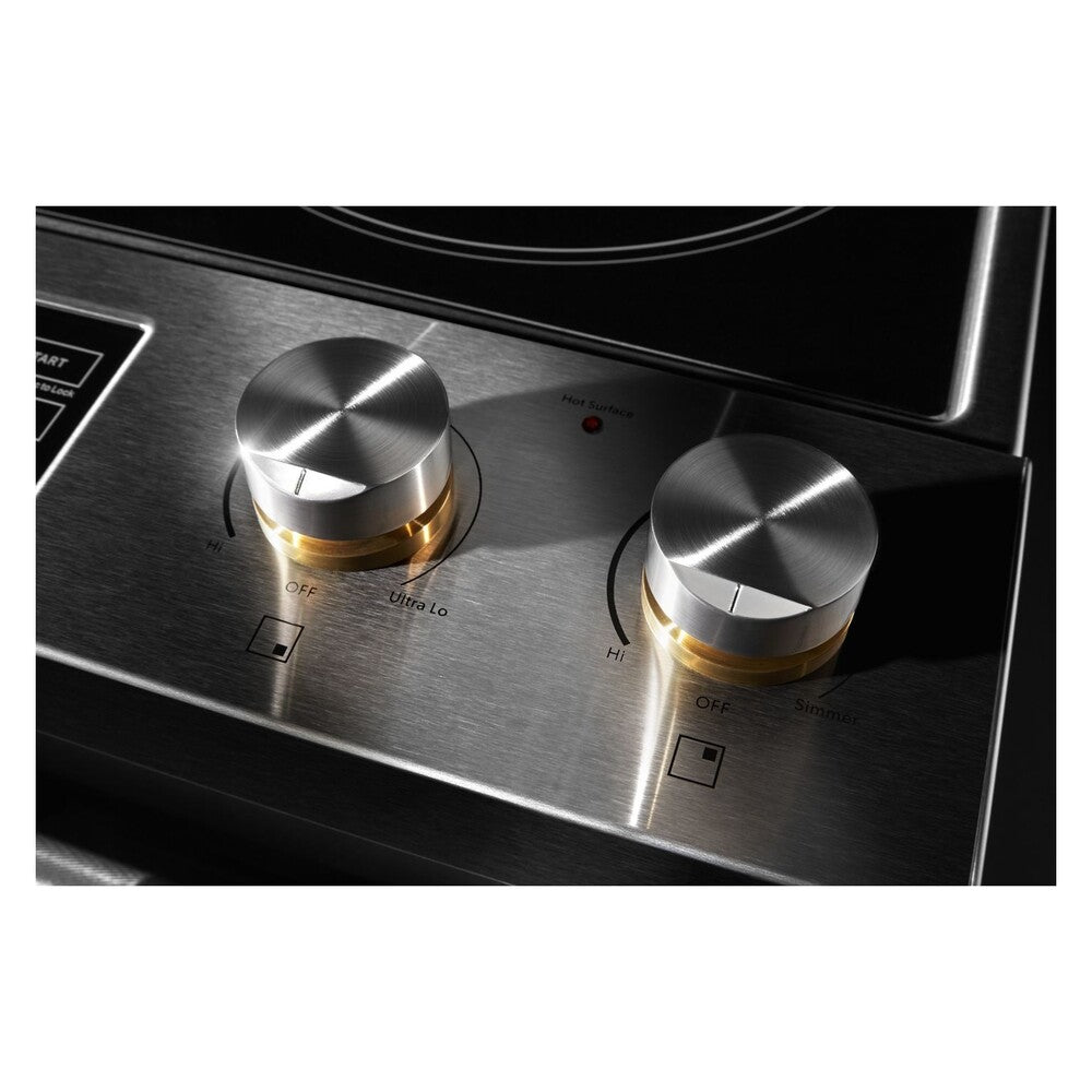 JennAir RISE 30 inch Electric Slide-In Range with 5 Elements, 6.8 cu. ft. Oven Capacity, Die-Cast Metal Knobs, Baking Drawer, Air Fry, AquaLift Self-Cleaning Technology, in Stainless Steel, JES1450ML