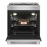 JennAir RISE 30 inch Slide-In Electric Range with Downdraft Ventilation, 4 Elements, 6.2 cu. ft. Oven Capacity with True Convection, Air Fry, AquaLift Self-Cleaning Technology, in Stainless Steel JES1750ML