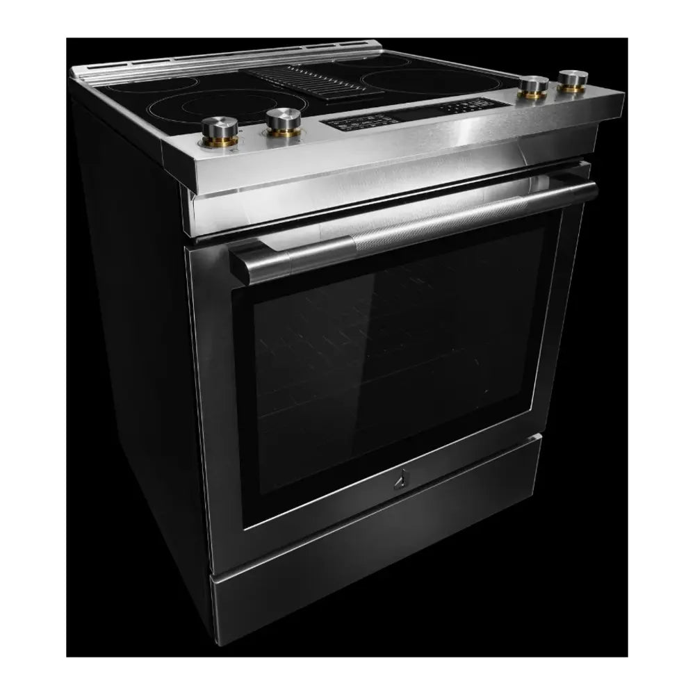 JennAir RISE 30 inch Slide-In Electric Range with Downdraft Ventilation, 4 Elements, 6.2 cu. ft. Oven Capacity with True Convection, Air Fry, AquaLift Self-Cleaning Technology, in Stainless Steel JES1750ML