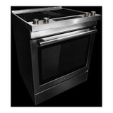 JennAir RISE 30 inch Slide-In Electric Range with Downdraft Ventilation, 4 Elements, 6.2 cu. ft. Oven Capacity with True Convection, Air Fry, AquaLift Self-Cleaning Technology, in Stainless Steel JES1750ML