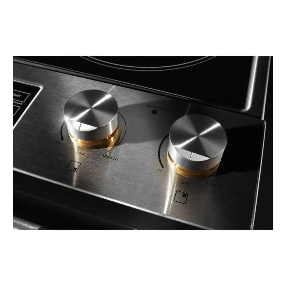 JennAir RISE 30 inch Slide-In Electric Range with Downdraft Ventilation, 4 Elements, 6.2 cu. ft. Oven Capacity with True Convection, Air Fry, AquaLift Self-Cleaning Technology, in Stainless Steel JES1750ML