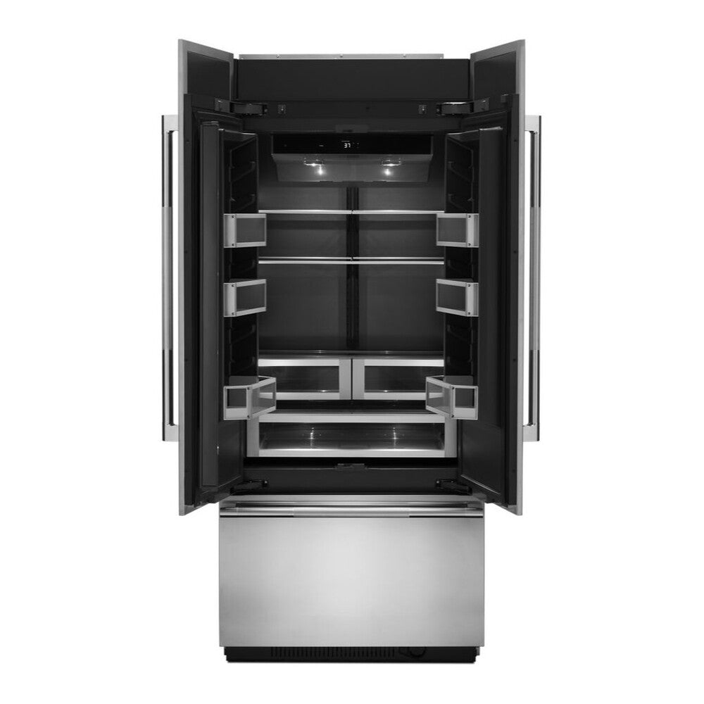 JennAir 36 inch Fully Integrated French Door Refrigerator with 20.81 cu. ft. Capacity, Obsidian Interior in Panel Ready, JF36NXFXDE