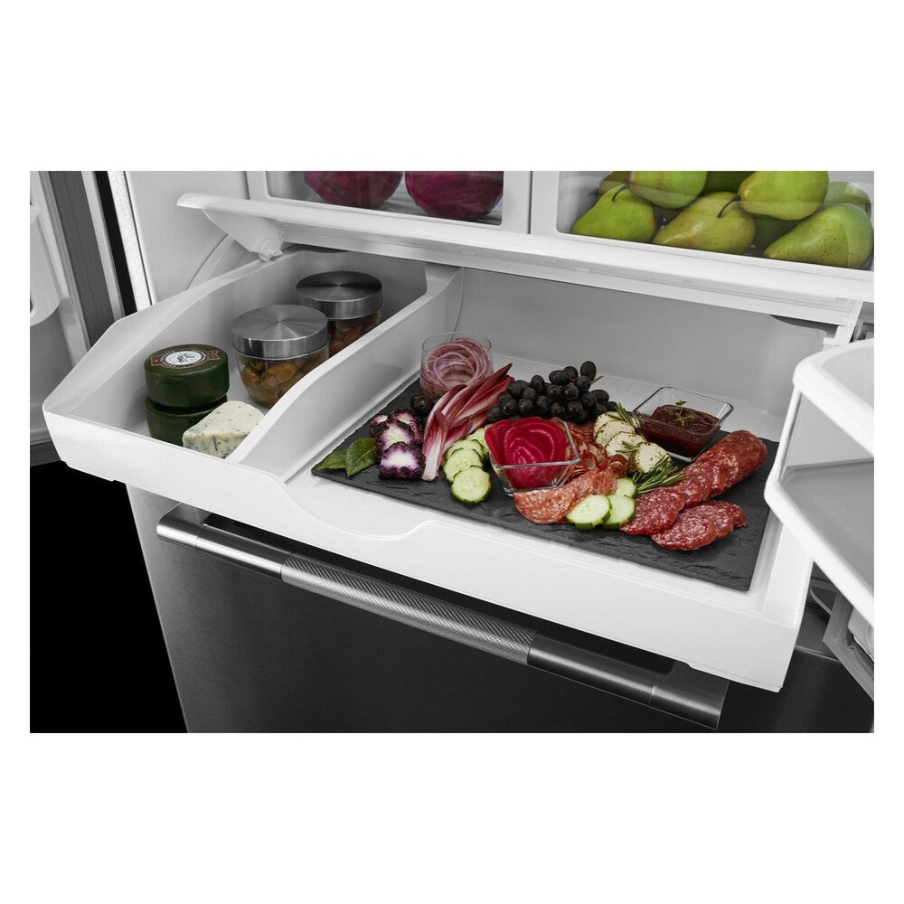 JennAir RISE 36 inch French Door Refrigerator with 21.94 cu. ft. Total Capacity, TriSensor Electronic Climate Control in Stainless Steel, JFFCF72DKL