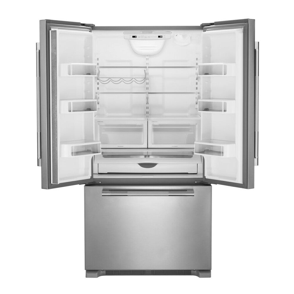 JennAir RISE 36 inch French Door Refrigerator with 21.94 cu. ft. Total Capacity, TriSensor Electronic Climate Control in Stainless Steel, JFFCF72DKL