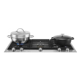 JennAir 36 inch Gas Cooktop with 5 Burners, 20000 BTU Dual Stacked PowerBurner, Flame-Sensing Re-ignition, and White LED Burner Indicator in Stainless Steel, JGC3536GS
