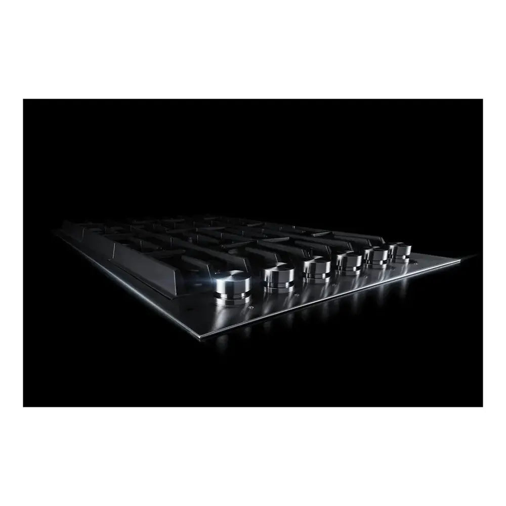 JennAir 36 inch Gas Cooktop with 6 Sealed Burners, 18,000 BTU Brass PowerBurner, and 6,000 BTU Brass Simmer Burner in Stainless Steel, JGC7636BS