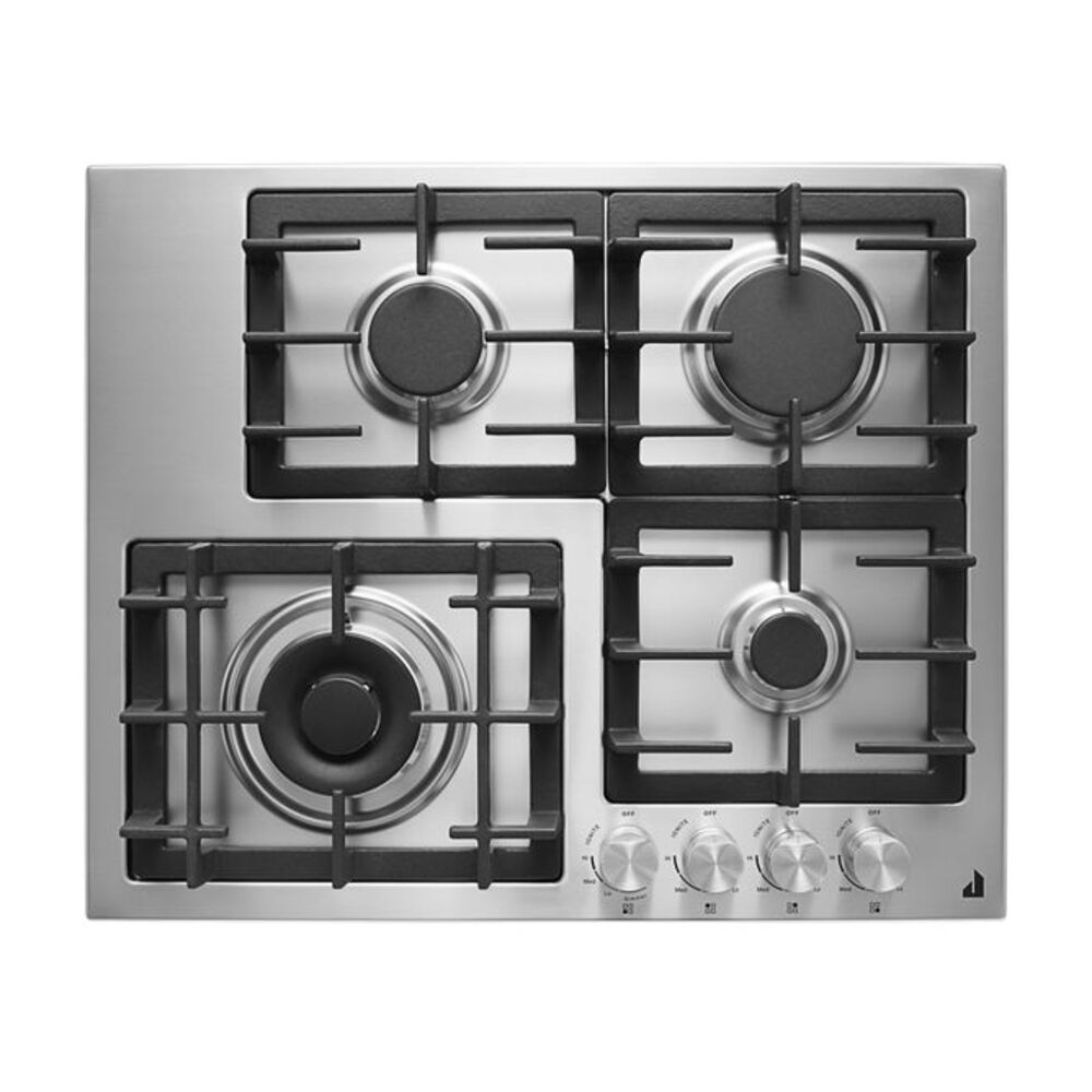 JennAir 24 inch Gas Cooktop with 4 Burners, 18000 BTU Dual Stacked PowerBurner, ADA Compliant in Stainless Steel, JGCK424PS