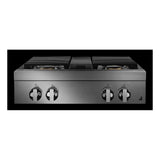 JennAir NOIR 30 inch Gas Rangetop with 4 Sealed Burners, Cast Iron Grates, Halo-Effect Knobs, Electronic Ignition with Flame-Sensing Reignition, in Stainless Steel, JGCP430HM